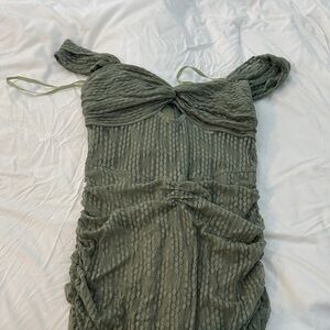 Selfie Leslie Olive Strapless Ruched Sweetheart Dress